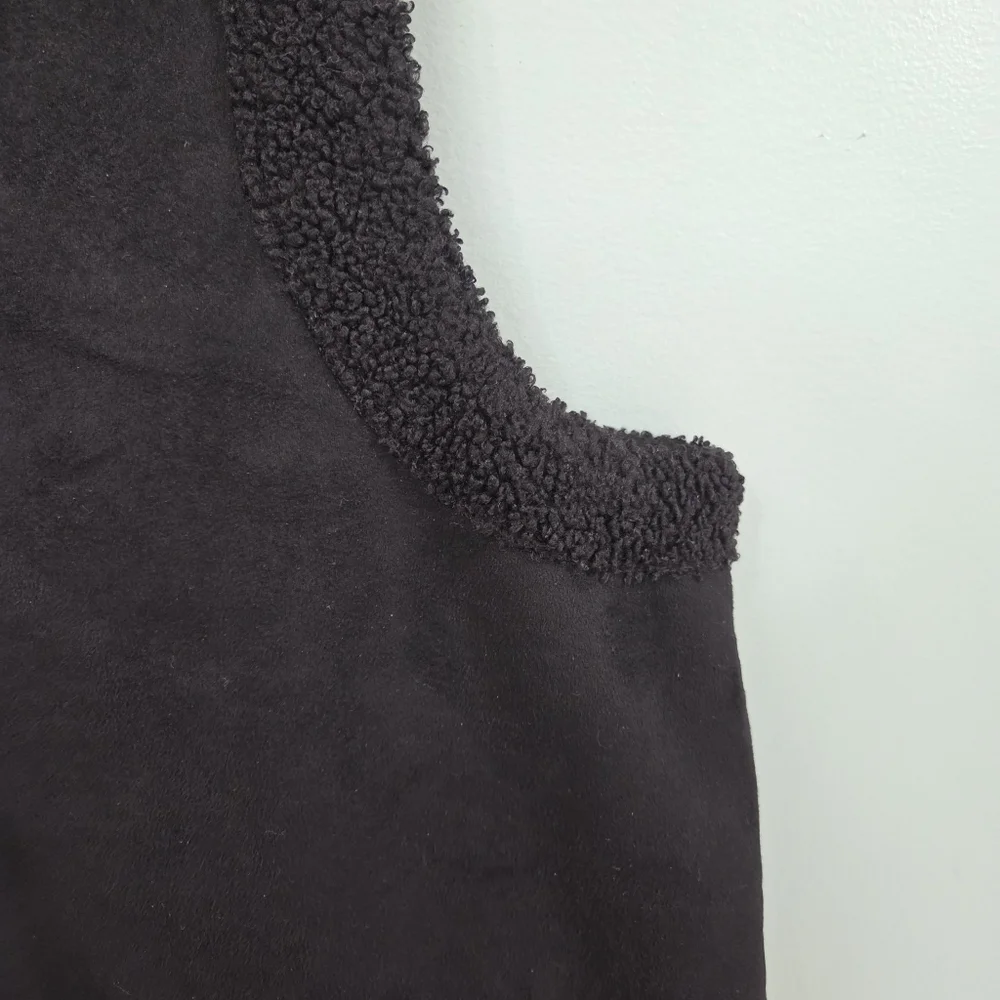 Susan Graver Weekend Black Sherpa-Lined Zip‎ Front Vest  Womens Sz XL Outdoor